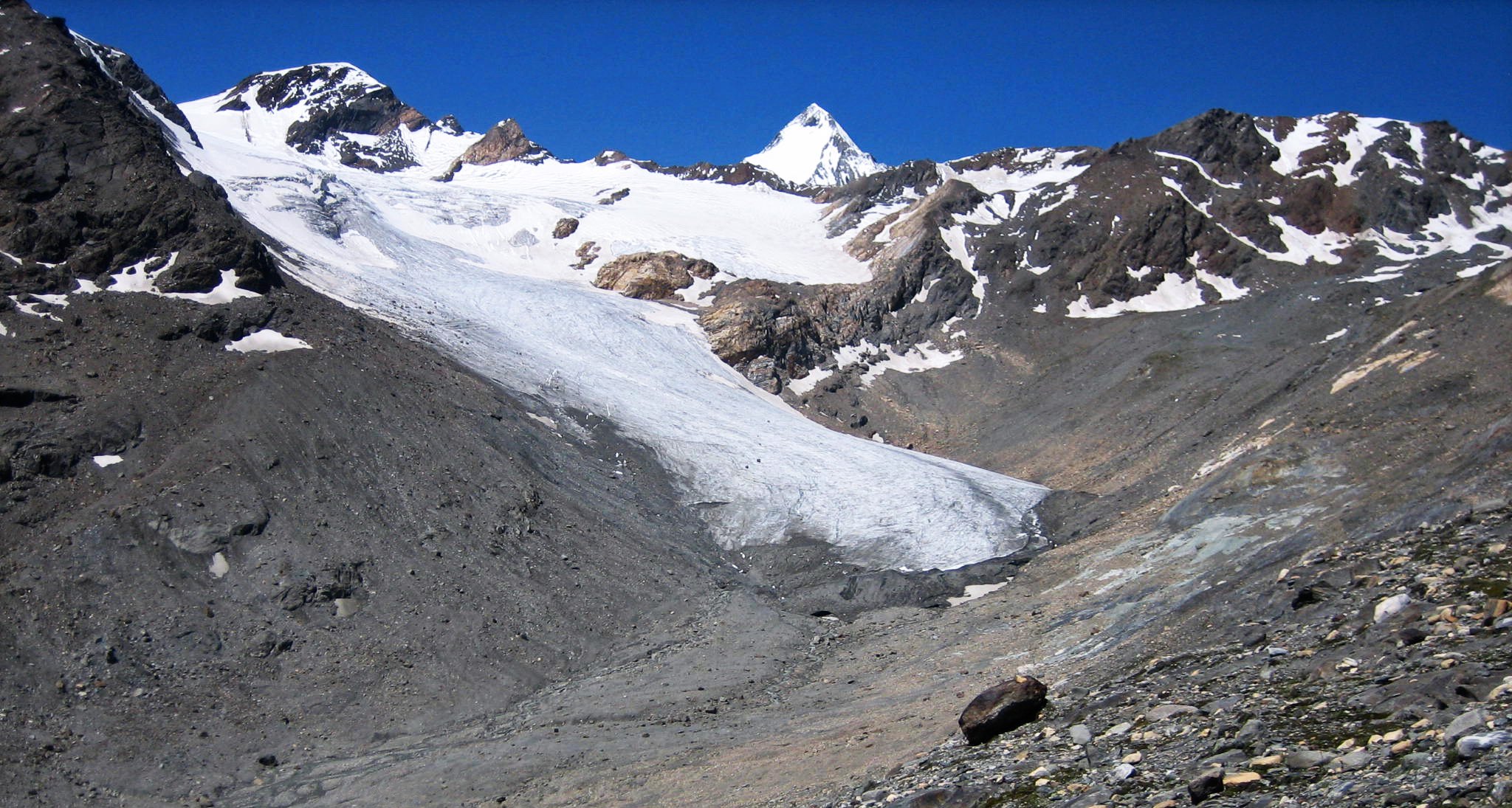 The Langenferner glacier above Martell Valley in South Tyrol.
