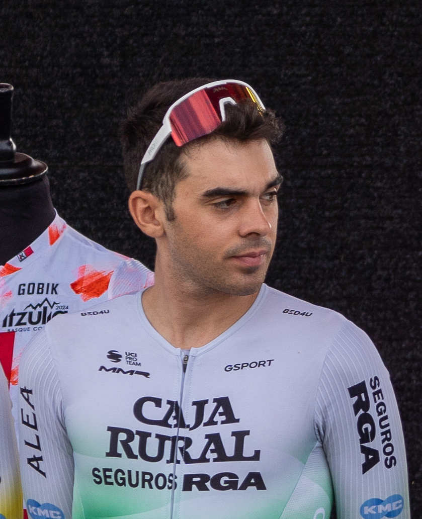 Guillermo Thomas Silva at the 2024 Itzulia Basque Country rider presentation.