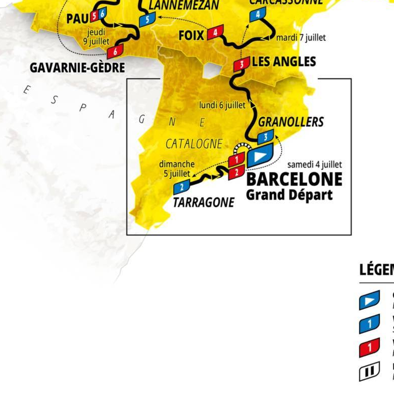 Official Tour de France 2026 stage 4 map for Carcassonne to Foix.