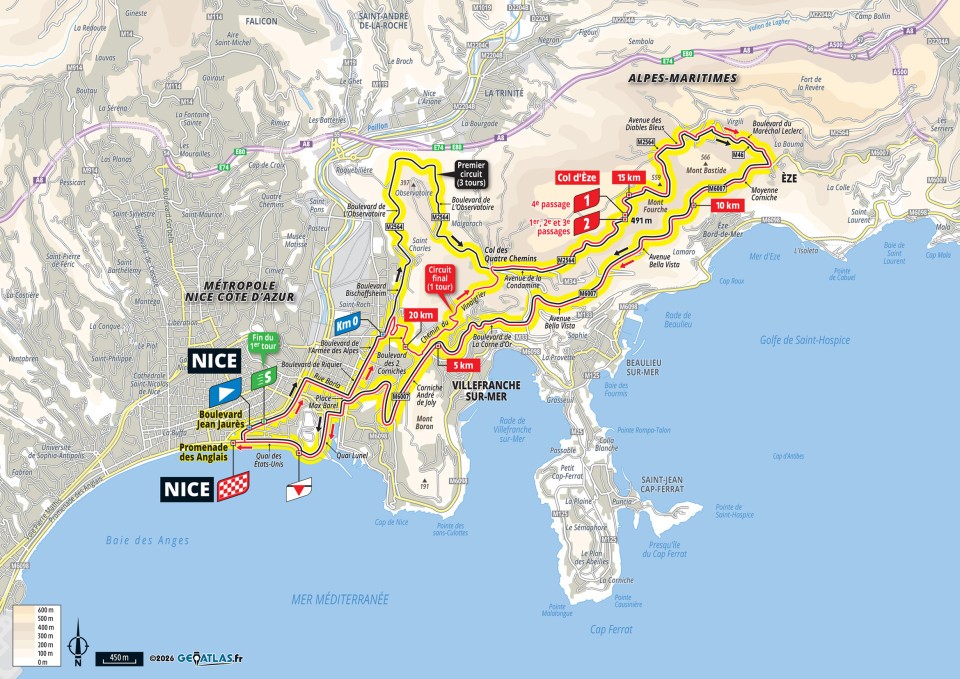 Official Tour de France Femmes 2026 stage 9 map for Nice to Nice.