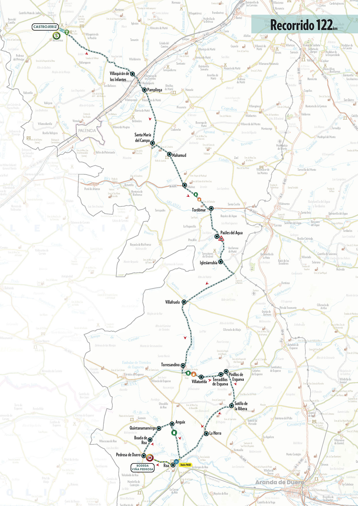 Official Vuelta a Burgos Féminas 2026 stage 2 map for Castrojeriz to Bodegas Viña Pedrosa.