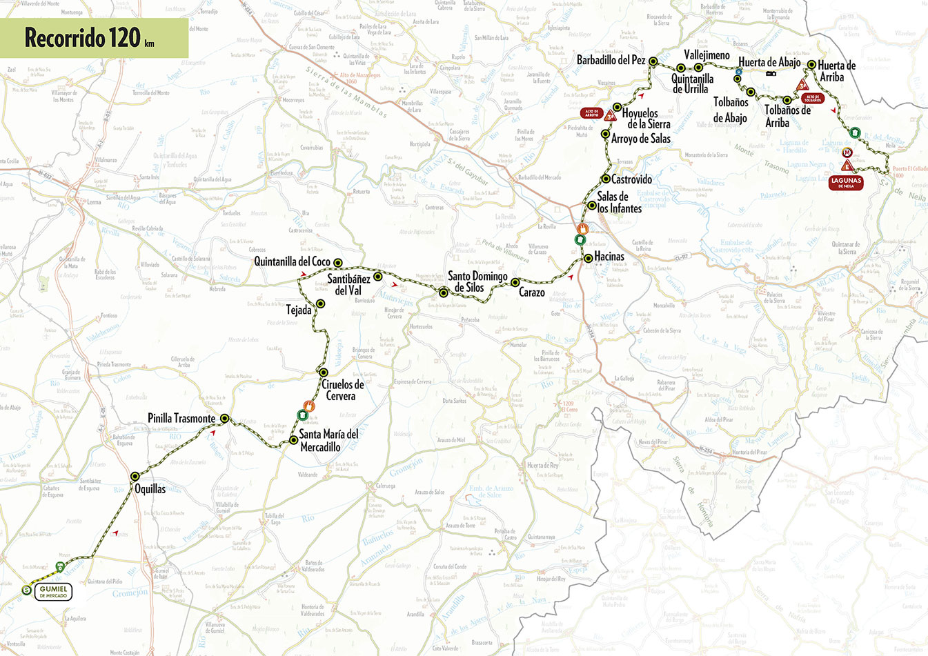 Official Vuelta a Burgos Féminas 2026 stage 4 map for Gumiel de Mercado to Lagunas de Neila.